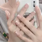 24 шт.компл. простые французские накладные ногти короткий дизайн телесный розовый полный наклейка для ногтей Акриловые ногти Типсы пресс на ногти с клеем
