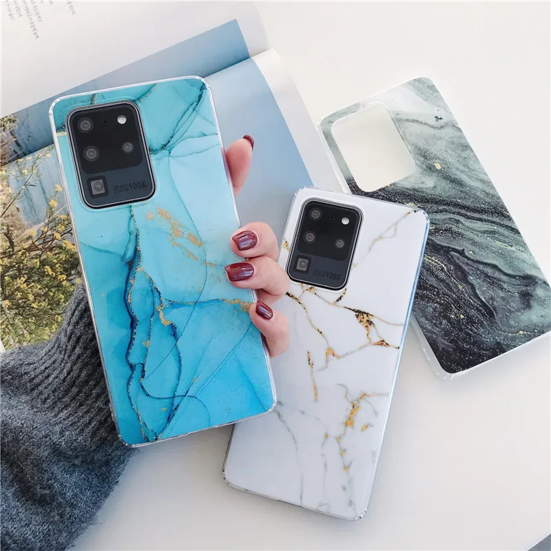 Блестящий красочный мраморный чехол для телефона Samsung Galaxy A50 A30S A20 A32 A52 A72 A71 A51 Note 10 Plus S9 S10 S20 FE S21|Бамперы| |
