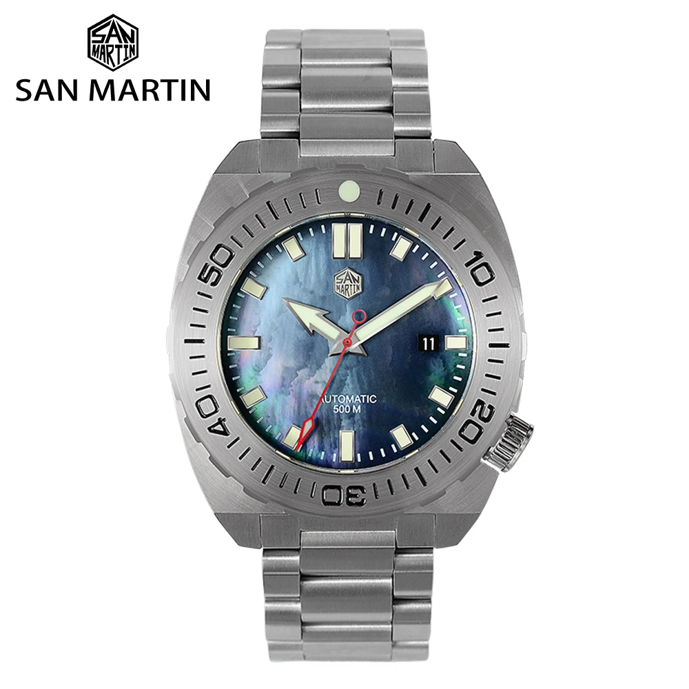 San Martin Diver часы Мужские механические часы Автоматические сапфировые водонепроницаемые 500 м светящиеся из нержавеющей стали Ограниченная серия