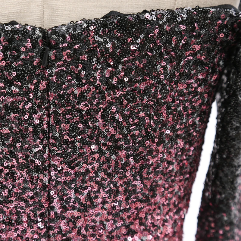 Stock Clean Off The Shoulder Sequins Prom Dress Long Sexy Fashion Evening Gown210224-046