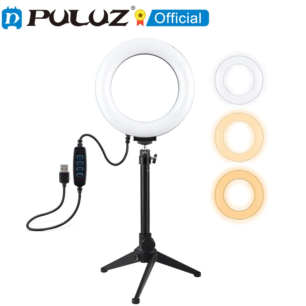 PULUZ 3 режима затемнения светодиодный кольцо видео для Youtube Vlog фотографии огни