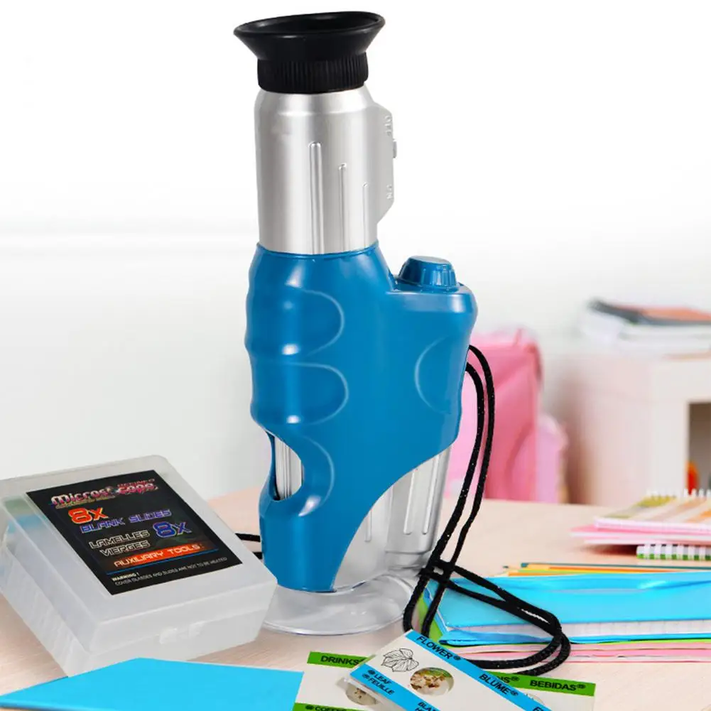 

Ручной микроскоп в комплекте, лабораторный светодиодный светильник 20X-60X, домашняя школа, биологическая лампа для детей, подарок