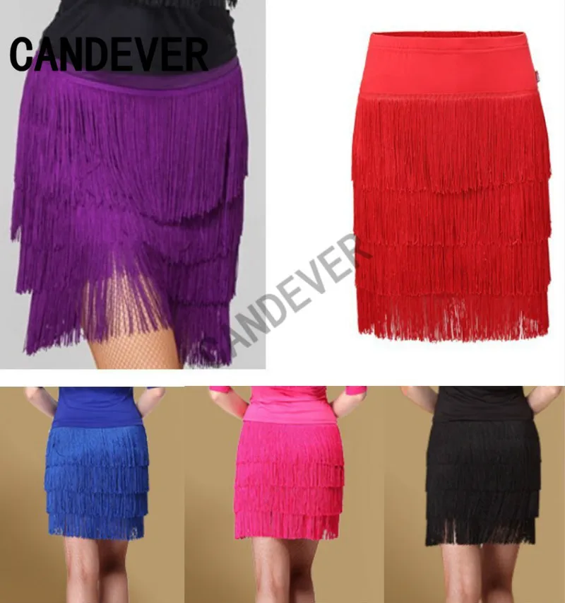 Юбка для латиноамериканских танцев женская Ассиметричное платье с бахромой