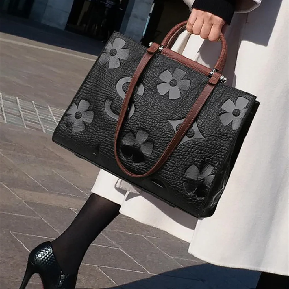 

Contrast Color Handbag New Lady's Large-Capacity Multi-Functional One-Shoulder Cross-Body Bag Contracted Delicate Casual Bag