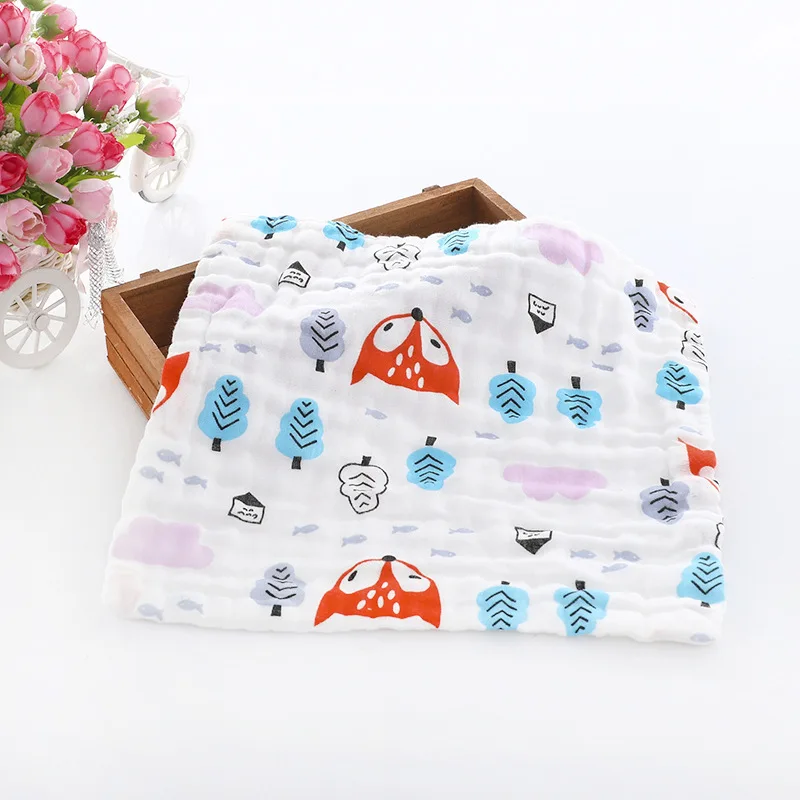 Детский слюнявчик 25*25 см детский мультяшный принт шестислойный марлевый