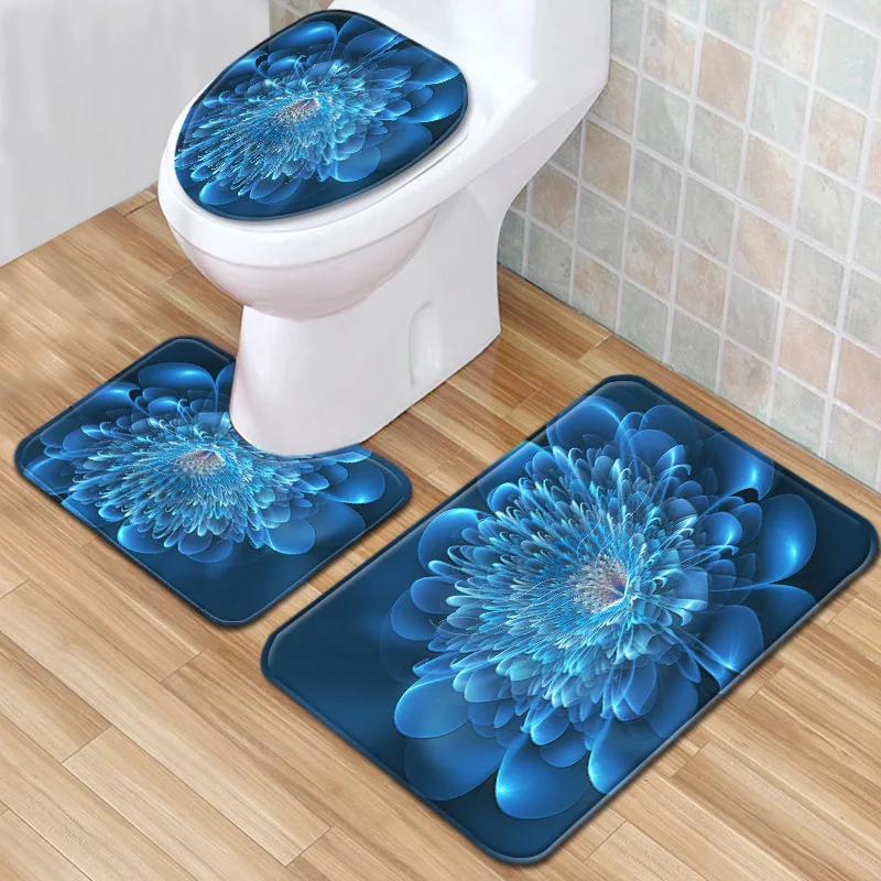 Прохладный Цветок ковры в форме животных санитарный fFloor коврик туалет 3 шт. кухня