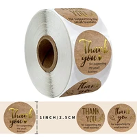 500pcs gold foil thank you kraft paper stickers with round labels gift bagbox diy decoration stationery stickers