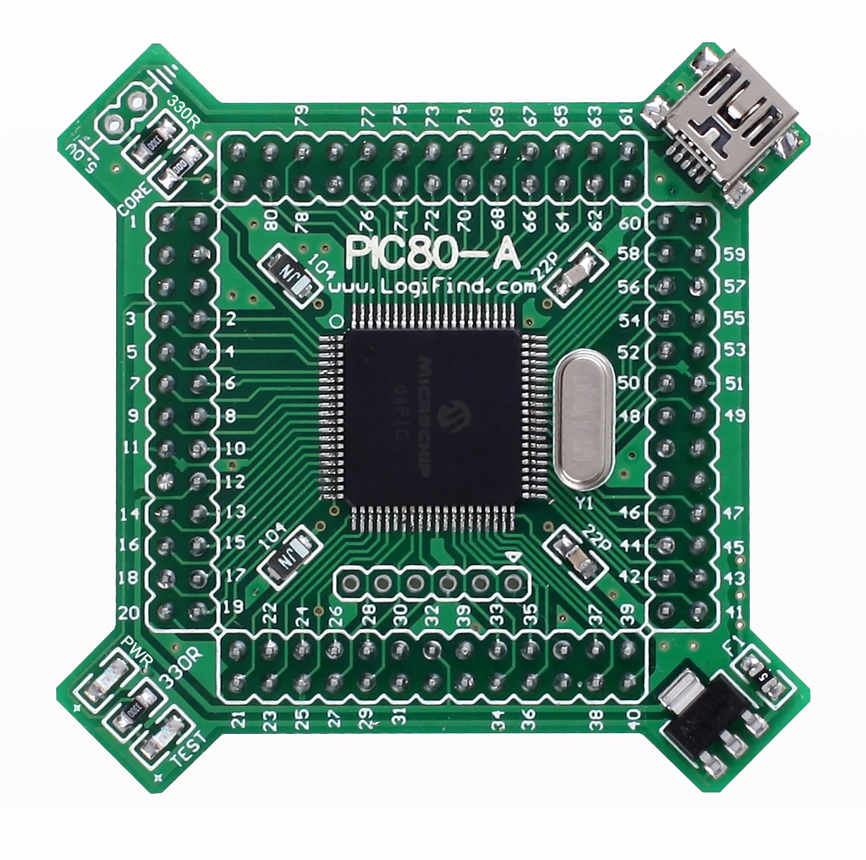 

PIC24 MCU обучающая макетная плата, Core Board с PIC24FJ128GB108