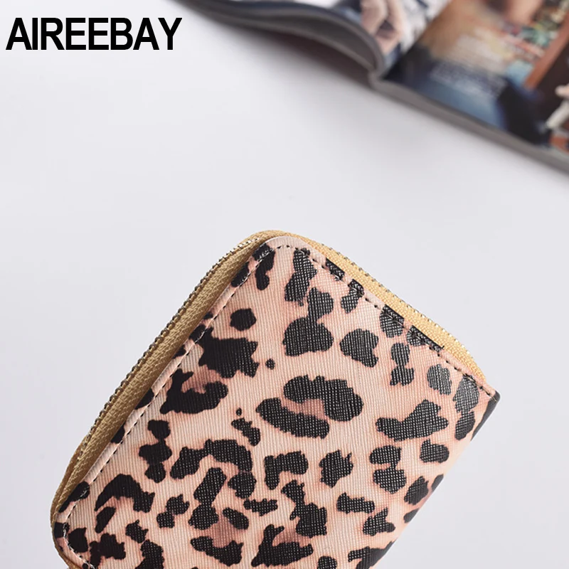 AIREEBAY женские короткие кошельки новые винтажные Модные леопардовые принты портмоне для клатч для девочек из искусственной кожи женский бумажник
