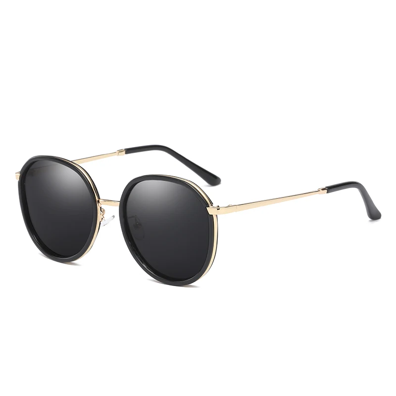 LEIDISEN Polarized Sunglass Women's style Fashion Dazzle Color Classic Metal Brand Designer UV400 Sun Glasses Vintage 0935 - Цвет линз: GREY