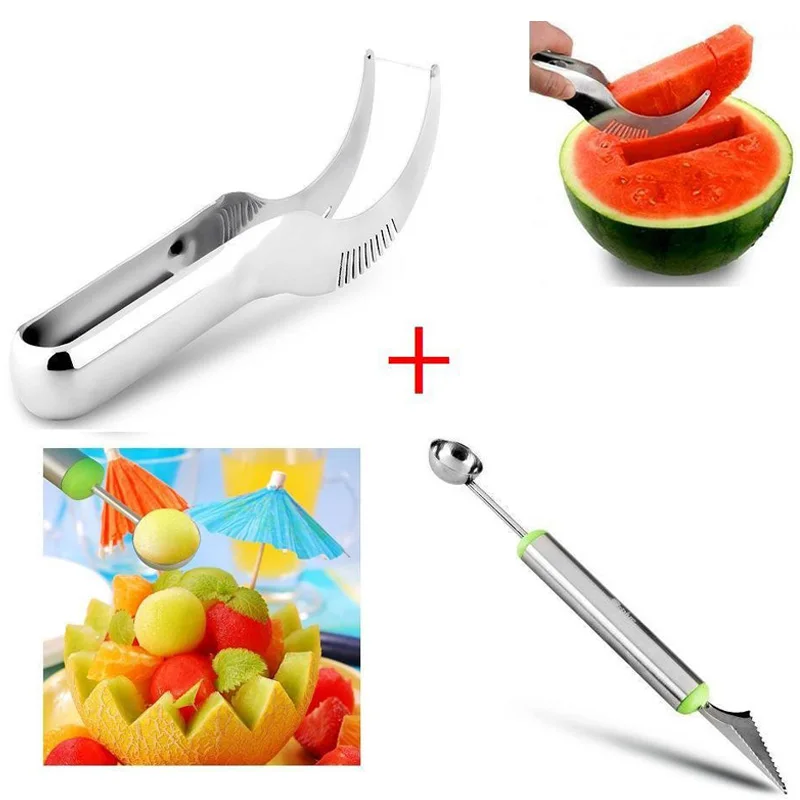 2 шт./компл. нержавеющая сталь Дыня слайсер с резьбой нож для резки фруктов корер