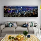 Современная забавная Картина на холсте Гонконгский город ночь пейзаж плакаты и принты настенные картины для гостиной