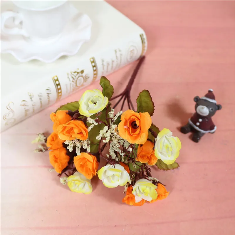Осенний Букет маленьких роз маленькие бутоны искусственные цветы шелковые розы