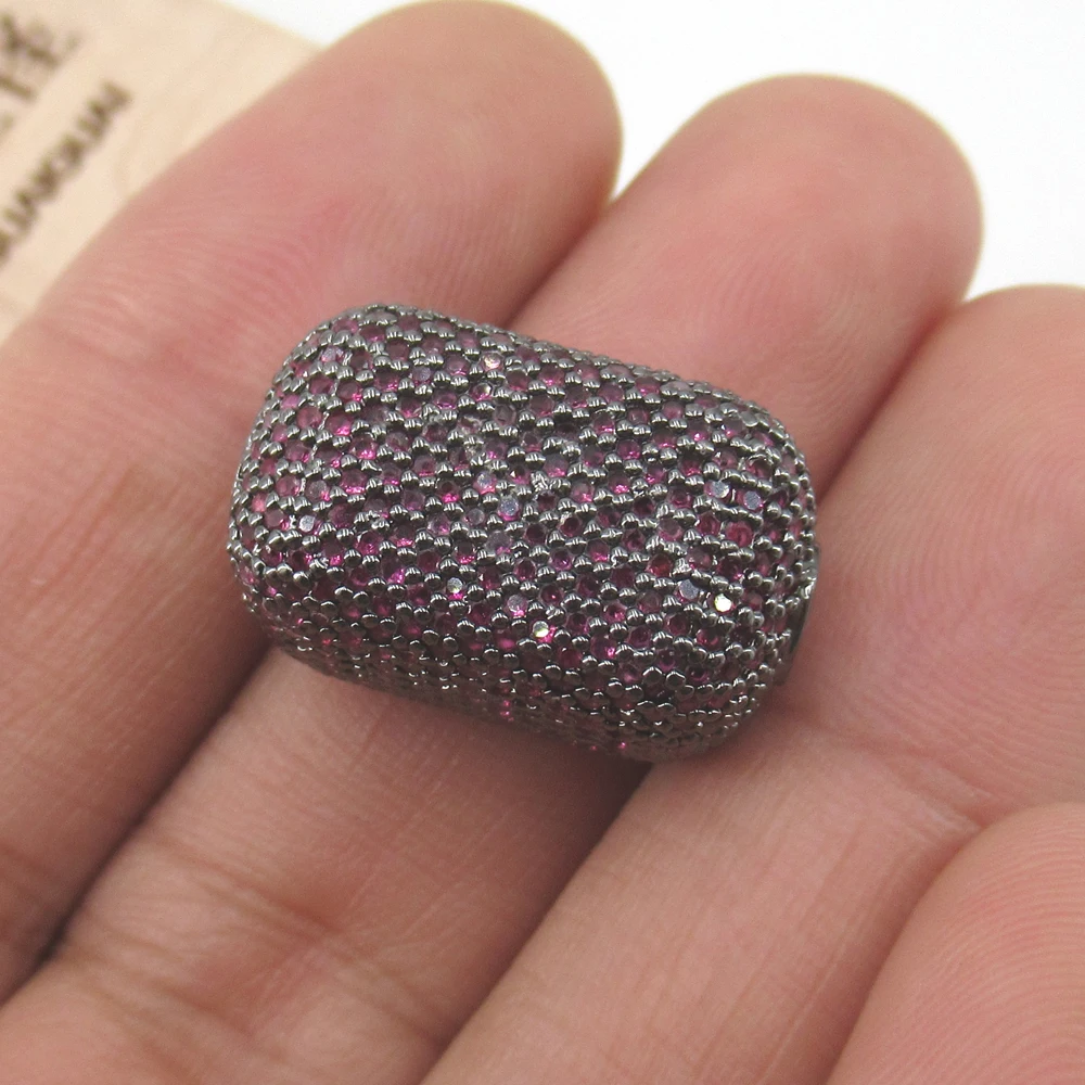 

APDGG 14x22mm Rectangle Gold plated Cubic Zirconia CZ Micro Paved Loose Metal Beads For Jewelry Making DIY