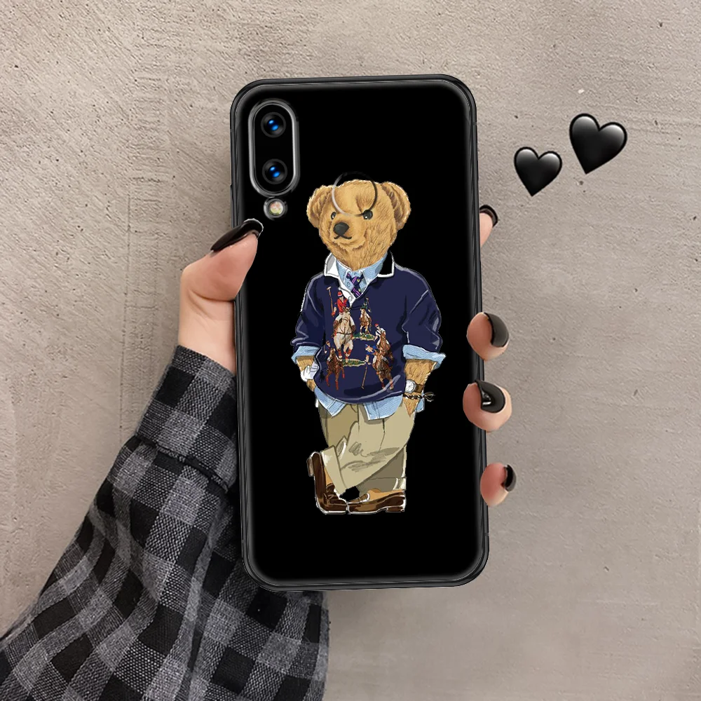 

brand Italy fashion bear Phone case For Huawei P Mate P10 P20 P30 P40 10 20 Smart Z Pro Lite 2019 black soft waterproof 3D