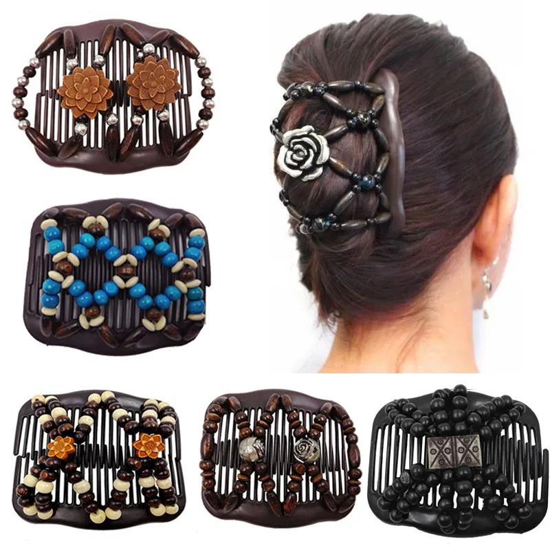 Magic Hair Comb Women Elastic Beads / Hair Clips Claw Comb