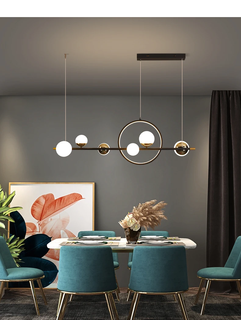 

Modern led chandelier Nordic simple glass ball ring chandelier living room kitchen restaurant chandelier home lighting