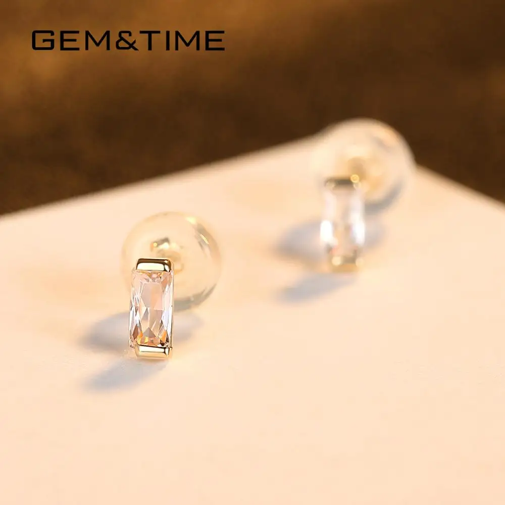 Gem& Time, роскошные ювелирные изделия из чистого золота, 14 к, золотые серьги-гвоздики для женщин, хорошее ювелирное изделие, Joyas De Oro Pur Brincos Femme Au585, подарок E14134