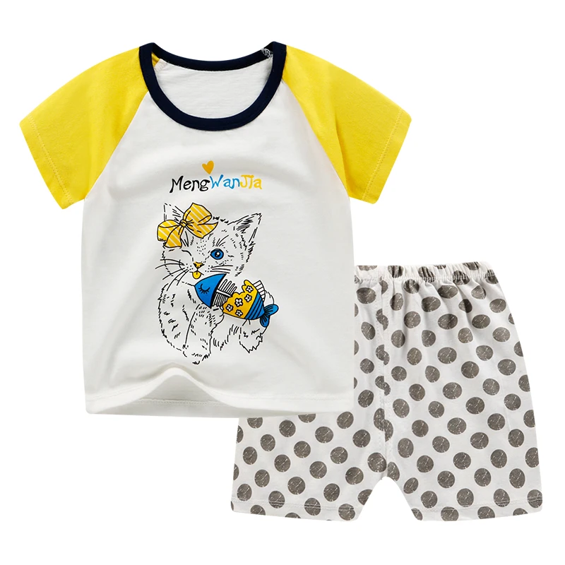 2020 летняя футболка и короткие брюки комплект детской одежды из хлопка для