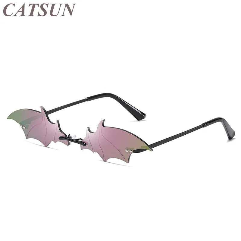 

2021 New Personality Fashion Bat Sunglasses Women's Metal Trend Colorful Street Photo Sexy Irregular Glasses
