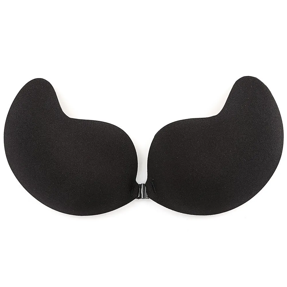 1 Pair Black Силиконовый бюстгальтер с эффектом пуш-ап, самоклеющийся бесшовный бюстгальтер с застежкой спереди без бретелек, женские невидимые бюстгальтеры с лентами для подтяжки груди, Прямая поставка - Цвет: 1 Pair Black