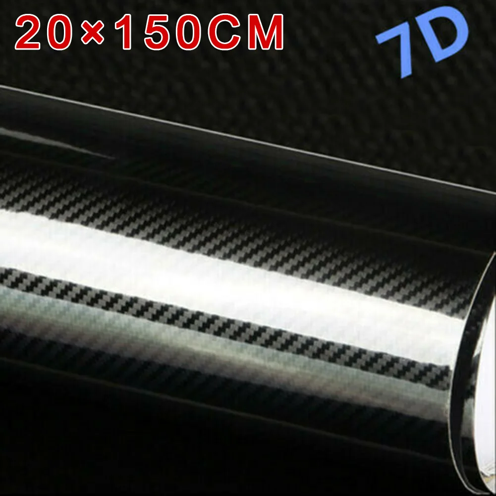 

PVC 20*150CM 7D Car Glossy Carbon Fiber Stickers Decal Vinyl Film Interior Wrap Accessories Sticker