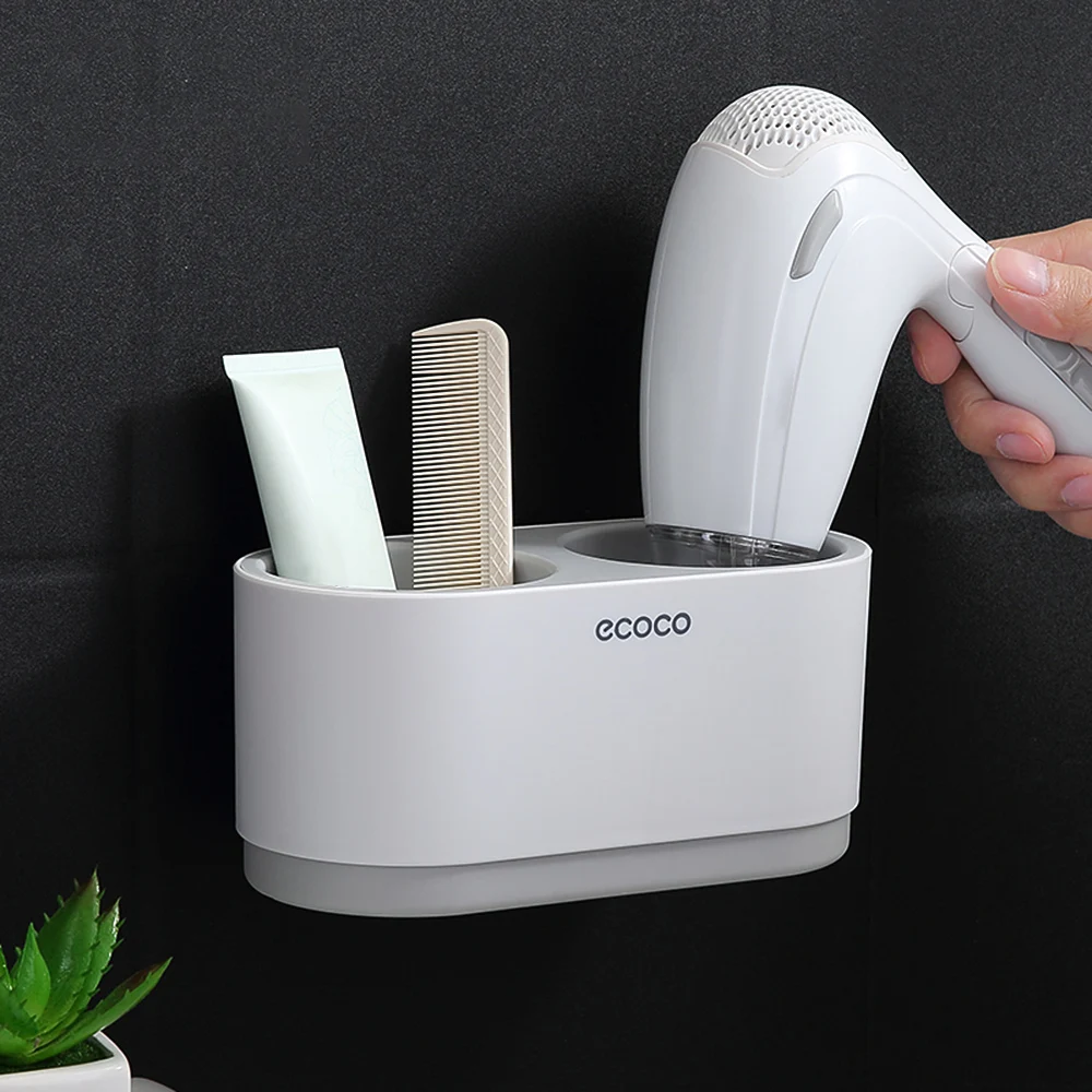 Ecoco фен-стойка для ванной комнаты Стеллаж для хранения Настенный Держатель для волос с 1 чашкой для хранения