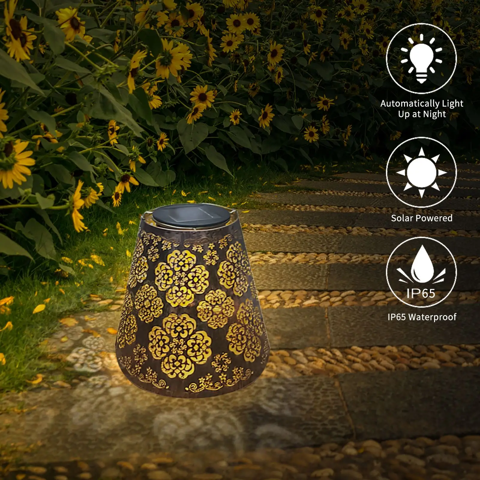 Железный светодиодный светильник на солнечной батарее ручной с отверстиями для