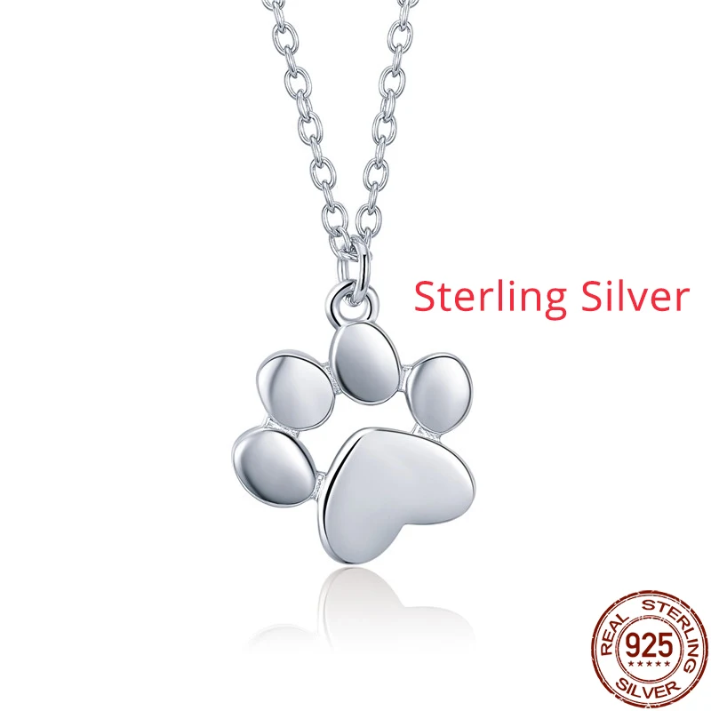 Sterling Silver BAMOER горячая Распродажа серебро и золото цвет милые животные отпечатки собачьих лап кошка следы колье с подвеской в виде лапы подвески женские серебряные ювелирные изделия SCN275 - Окраска металла: Sterling Silver