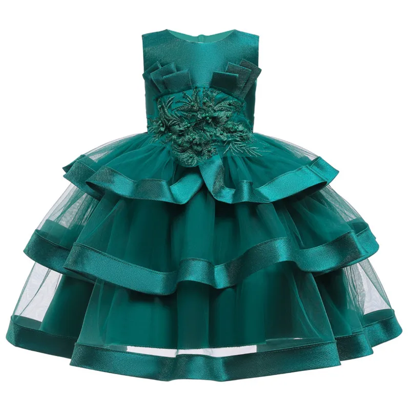 Flower Girls Dresses for Birthday Party Clothes Lace Pageant Baby Girls Sleeveless Princess Wedding Children Prom Gowns