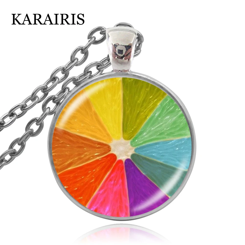 

KARAIRIS Charms Beautiful Design Fruit Slices Theme Lemon Necklaces Women Man Glass Photo Pendant Choker Fashion Jewelry 2020