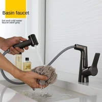brass drawer basin faucet lifting rotating faucet gun gray brushed gold