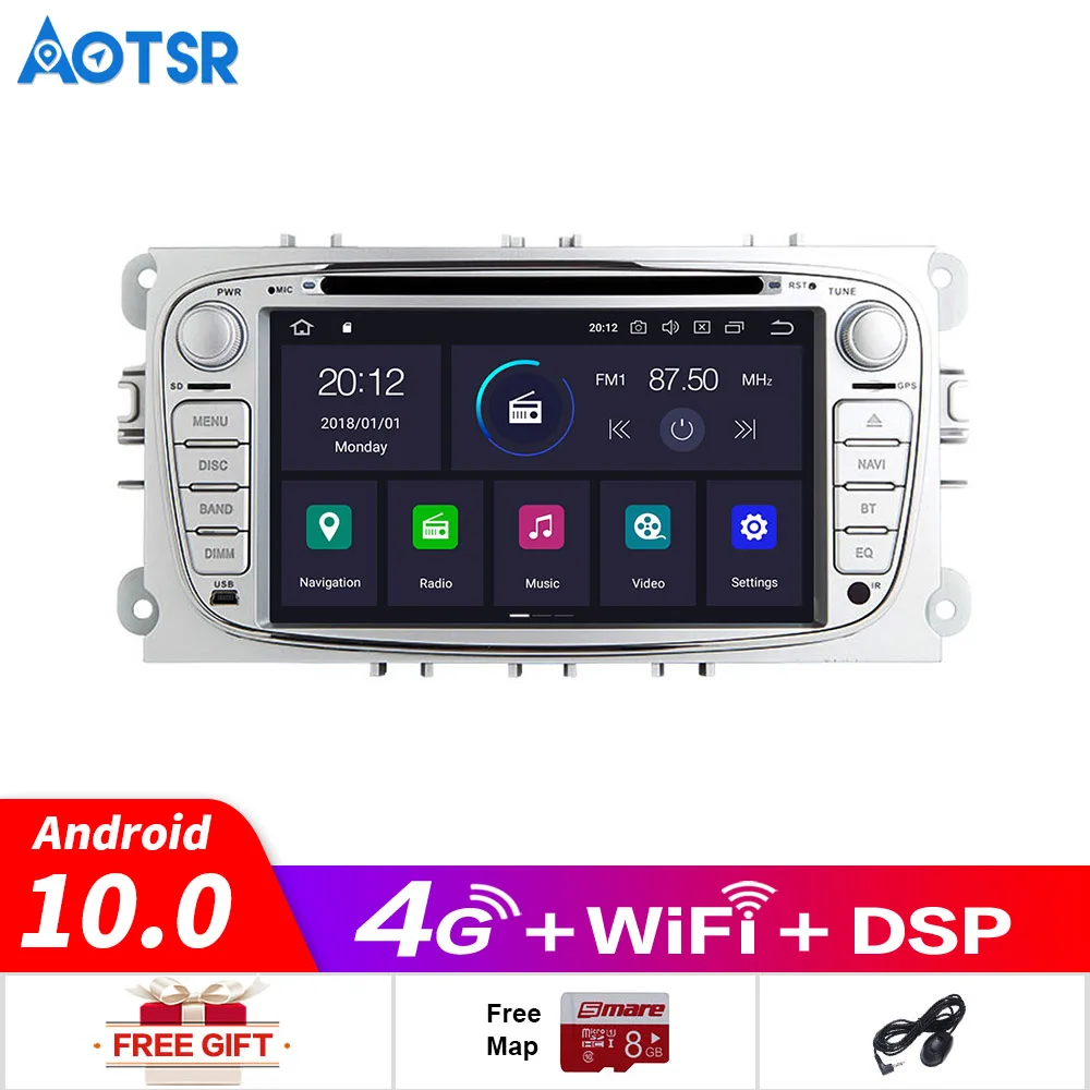 Android 10 0 GPS-навигация стерео Мультимедиа для FORD/Focus/S-MAX/Mondeo/C-MAX/Galaxy DVD-плеер головное