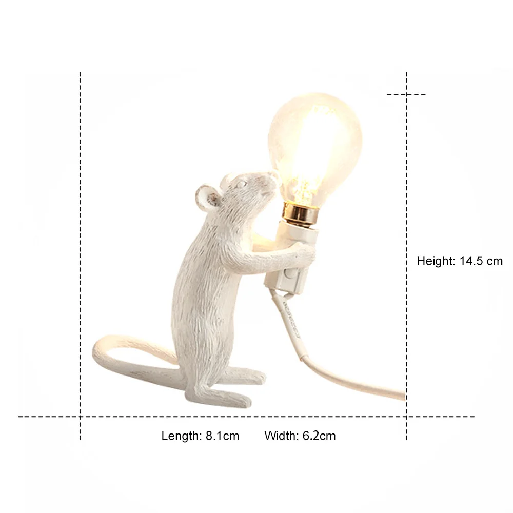 

Mouse Lamp Resin Animal Rat Table Lamp Mini Mouse Cute LED Home Decor Light For Bedside Bedroom Study Room