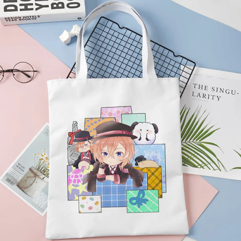 

Bungou Stray Dogs shopping bag jute bag shopping recycle bag shopper bag bolsas ecologicas woven ecobag bolsa compra sac toile