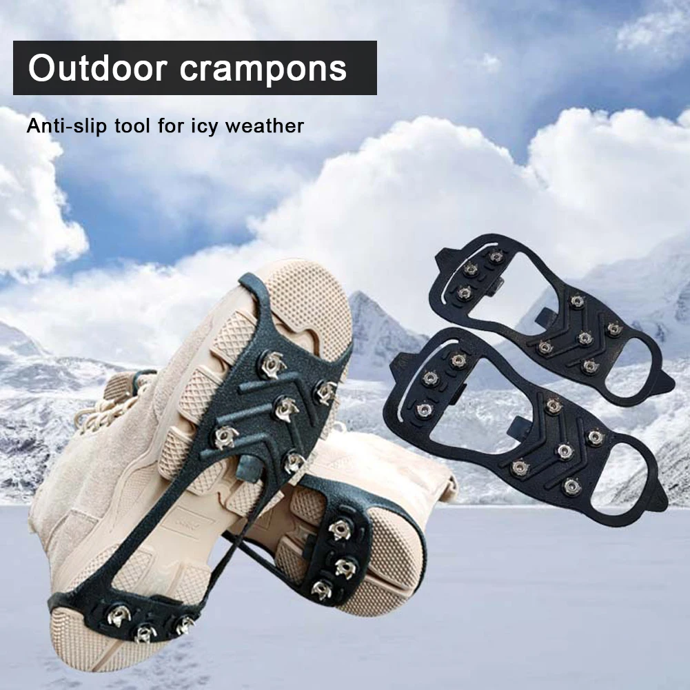 

8-Tooth Anti-Skid Snow Shoe Spikes Grips Cleats Crampons Winter Climbing Safety Shoes Cover outdoor Hunting crampones