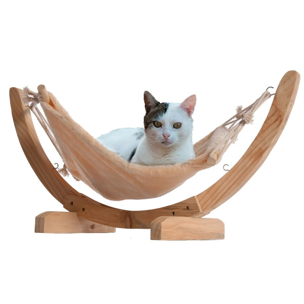 Hammock DIY Bed Pet Dog House Wooden Frame Lazy Mat Comfortable Cushion Lounge QJS Shop | Дом и сад