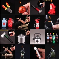 creative compact jet gas lighter led light butane lighter inflated gas fire extinguisher lighter bar metal funny toys