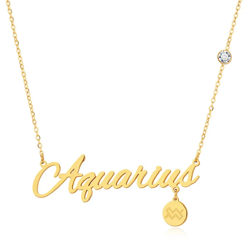

Fashion English Lettered Necklace Female Titanium Steel Ornament 12 Constellation Necklace Pendant