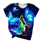 Женские летние топы, модные повседневные футболки с 3D принтом бабочки, с коротким рукавом и круглым вырезом, женские футболки, пуловеры