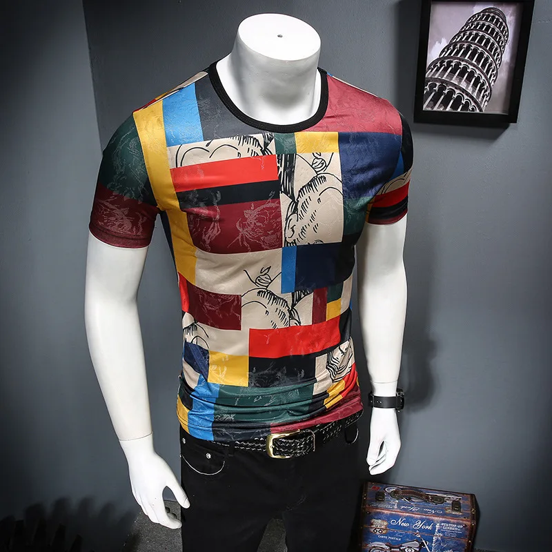 Мужские вечерние футболки с коротким рукавом летние дышащие повседневные