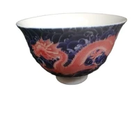 chinese old porcelain pastel blue and white porcelain bowl panlong bowl