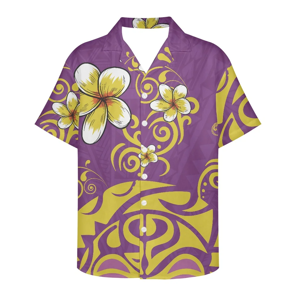 

Polynesian Tribal Tattoo Prints Summer Shirt Men's Clothing Short Sleeve Hawaii Flower Casual Hot Sales Loose Leisure Shirt