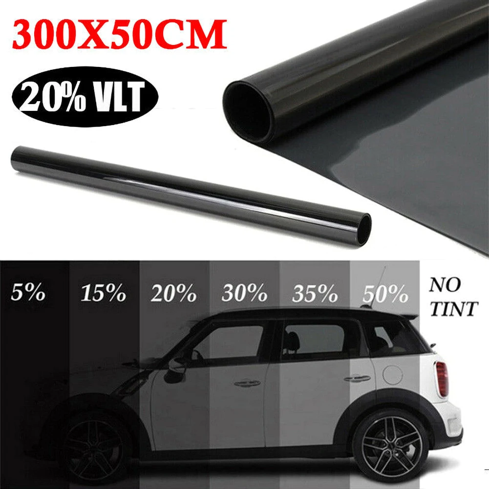 

50x300cm Black Car Window Film Roll 5/15/20/25/35/50% VLT Sun Shade Anti UV Windshield Tint Film for Car Home Window Glass Tint