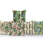 Тропические растения монстера Подушка с изображением кактуса чехлы с зелеными листьями, декоративная наволочка для диван кресло Наволочки