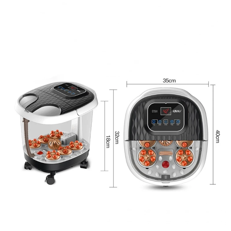 

220V Fully-automatic Footbath Massage Tub Electic Red Light Heating Foot Tai Chi Kneading Spa Massage Machine Foot Care Tool