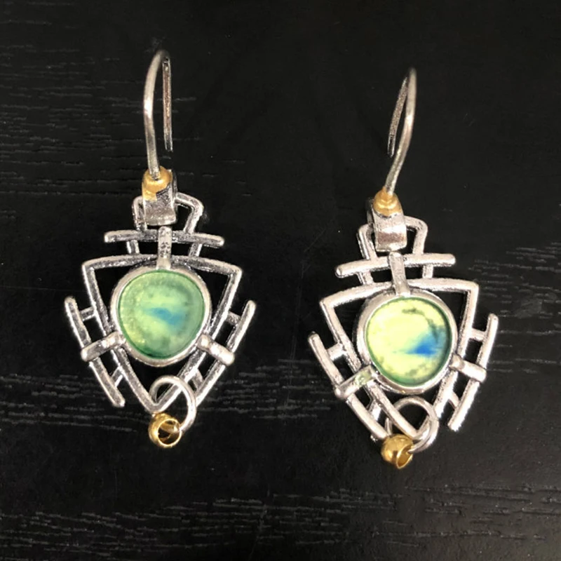 earrings Винтаж Сердце треугольник Висячие серьги для женщин Мода Висячие серьги Свадебные геометрические РЕТРО ювелирные подарки O4P363 - Окраска металла: earrings