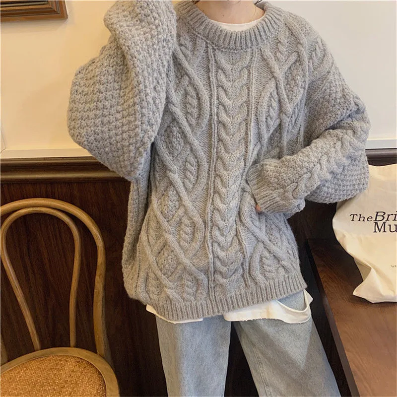 

Свитера на осень и зиму для женщин с круглым вырезом толстый свитер свободного кроя Модные солнцезащитные очки в стиле ретро с длинными рук...