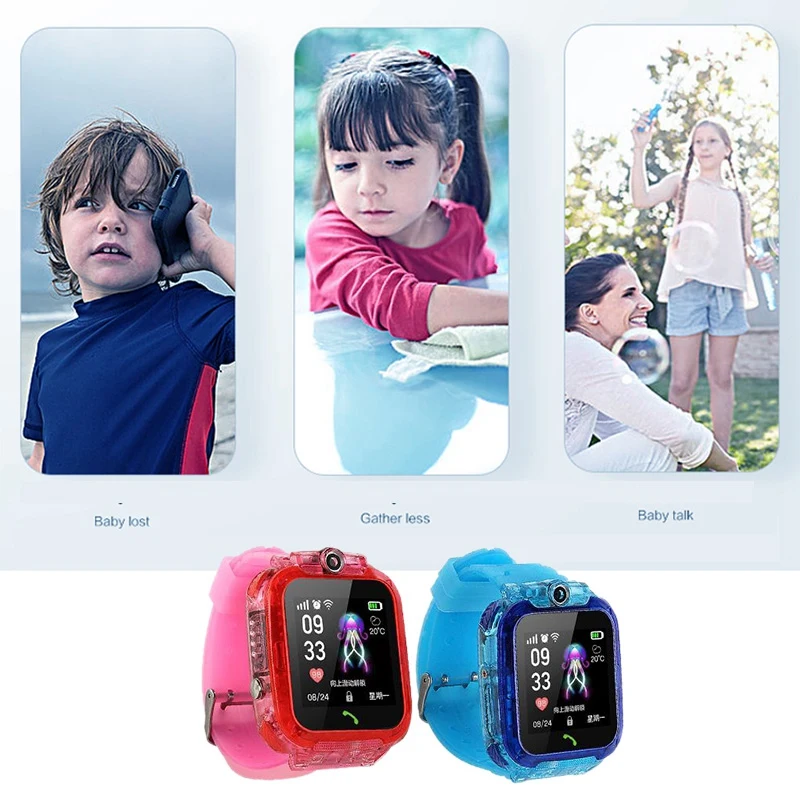 S12 дети телефон Smartwatch с HD экран IP67 Водонепроницаемый gps часы видео чат пресс Смарт