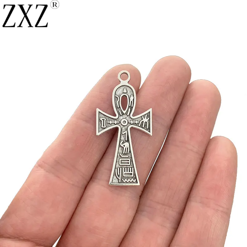 

ZXZ 20pcs Tibetan Silver Jesus Ankh Egyptian Cross Charms Pendants for Jewellery Earrings Necklace Making 38x18mm